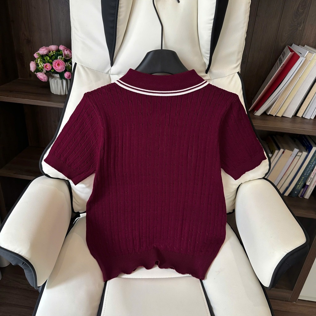Áo Len Mirage Cổ Viền Trắng Đỏ Local Brand Chất Len Mongtoghi Mềm Mịn Thoáng Mát.