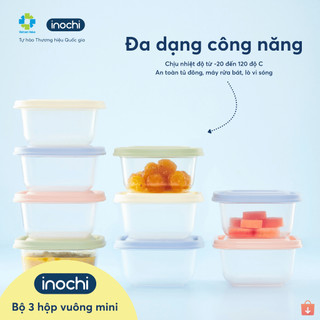 Bộ 3 hộp thực phẩm vuông mini Hokkaido Inochi 250ml - nhựa nguyên sinh an toàn, kháng khuẩn, chịu nhiệt tốt