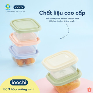 Bộ 3 hộp thực phẩm vuông mini Hokkaido Inochi 250ml - nhựa nguyên sinh an toàn, kháng khuẩn, chịu nhiệt tốt