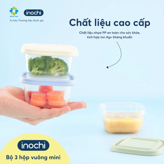 Bộ 3 hộp thực phẩm vuông mini Hokkaido Inochi 250ml - nhựa nguyên sinh an toàn, kháng khuẩn, chịu nhiệt tốt