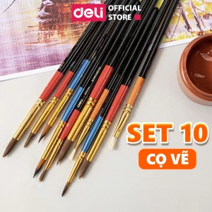 Bộ Cọ Vẽ Màu Nước Acrylic Gouache Chuyên Nghiệp Deli Set 3/5/10 Cọ Vẽ Đầu Tròn Nhiều Kích Thước Lựa Chọn