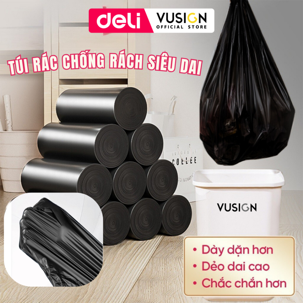 [SIÊU DAI] Cuộn Túi Rác Đen Deli Chất Liệu Dày Dặn, Túi Đựng Rác Dai ...