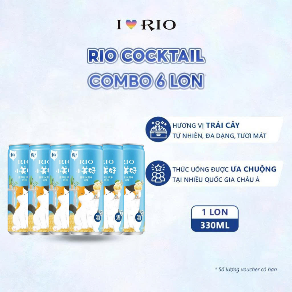 Combo 6 lon nước trái cây lên men Rio Cocktail lon vị Vani (330ml/lon ...