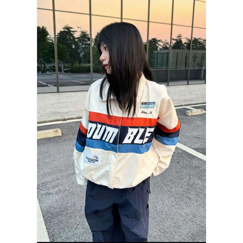 Áo Khoác Dù Racing form boxy vải dù 2 lớp dày dặn form rộng có túi trong form rộng nam nữ