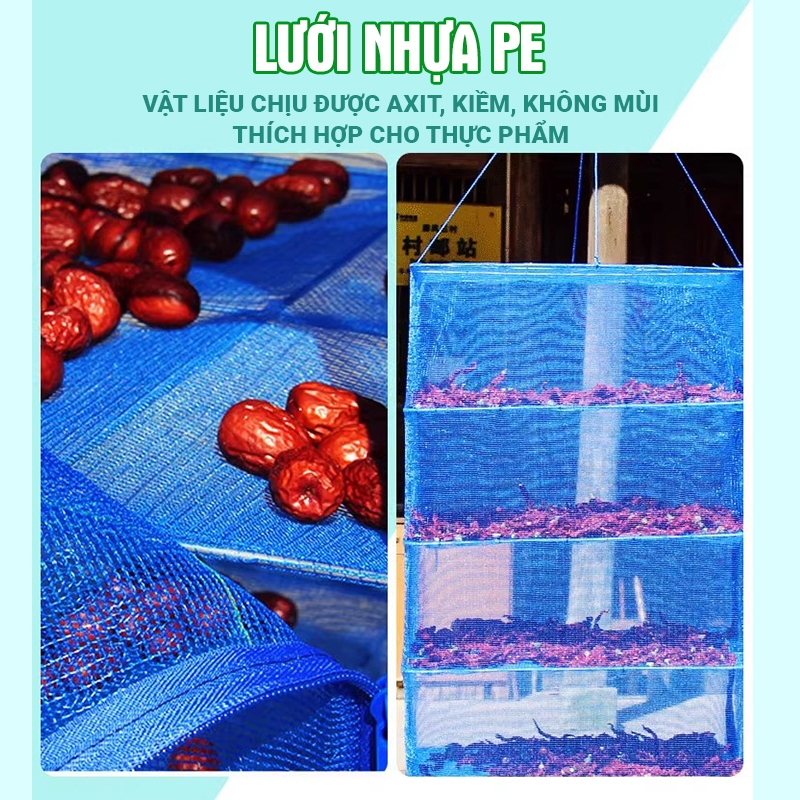Kaleis Lồng Phơi Thực Phẩm Gấp Gọn – Phơi Cá, Hoa Quả, Chống Ruồi Muỗi, Dễ Dùng, Dễ Vệ Sinh Chất Liệu PE