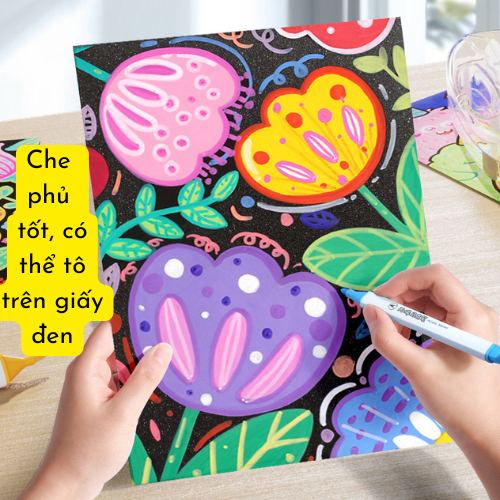Hộp Bút Acrylic Marker 12/24/36/48 Màu Ngòi 2 mm, Màu Acrylic Marker Hiệu ENMY, Viết Được Trên Nhiều Chất Liệu