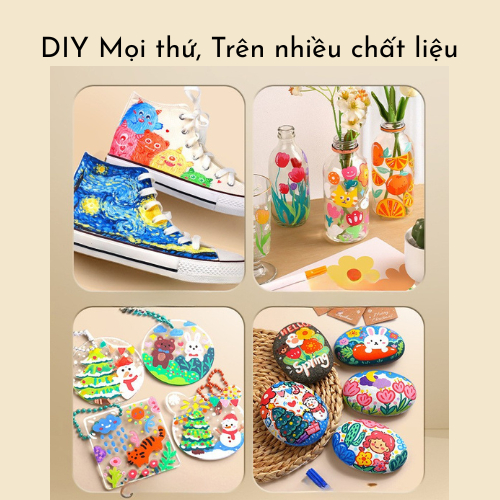Hộp Bút Acrylic Marker 12/24/36/48 Màu Ngòi 2 mm, Màu Acrylic Marker Hiệu ENMY, Viết Được Trên Nhiều Chất Liệu