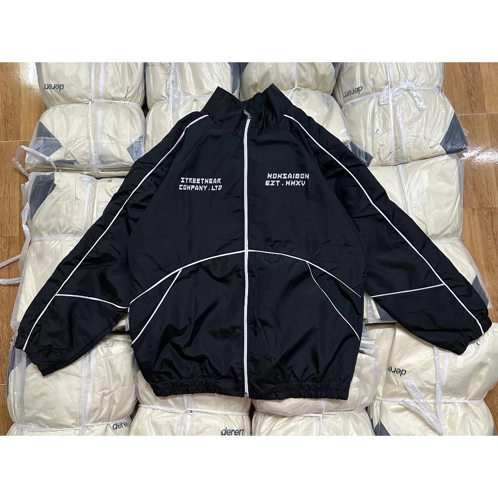 Áo khoác dù nam nữ 2 lớp unisex thời trang in NOWSAIGON phối Viền Phản quang chống gió cực tốt