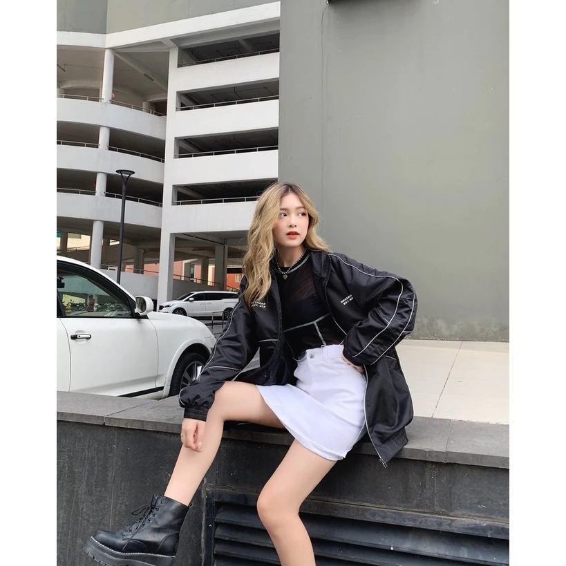 Áo khoác dù nam nữ 2 lớp unisex thời trang in NOWSAIGON phối Viền Phản quang chống gió cực tốt