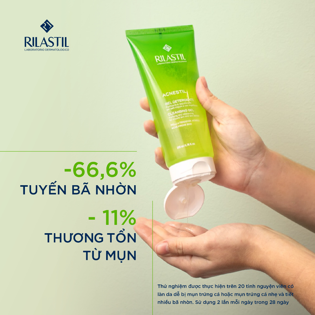 GEL RỬA MẶT DÀNH CHO DA MỤN - RILASTIL ACNESTIL CLEANSING GEL 200ML - ÚT STORE