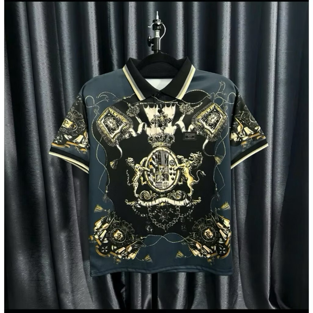 Bộ Quần Áo Nam Polo Họa Tiết In Vương Miện Hoàng Gia - Set Đồ Nam Cộc Tay In Hình Kèm Logo Sắt, Chất Vải Co Giãn Cao Cấp