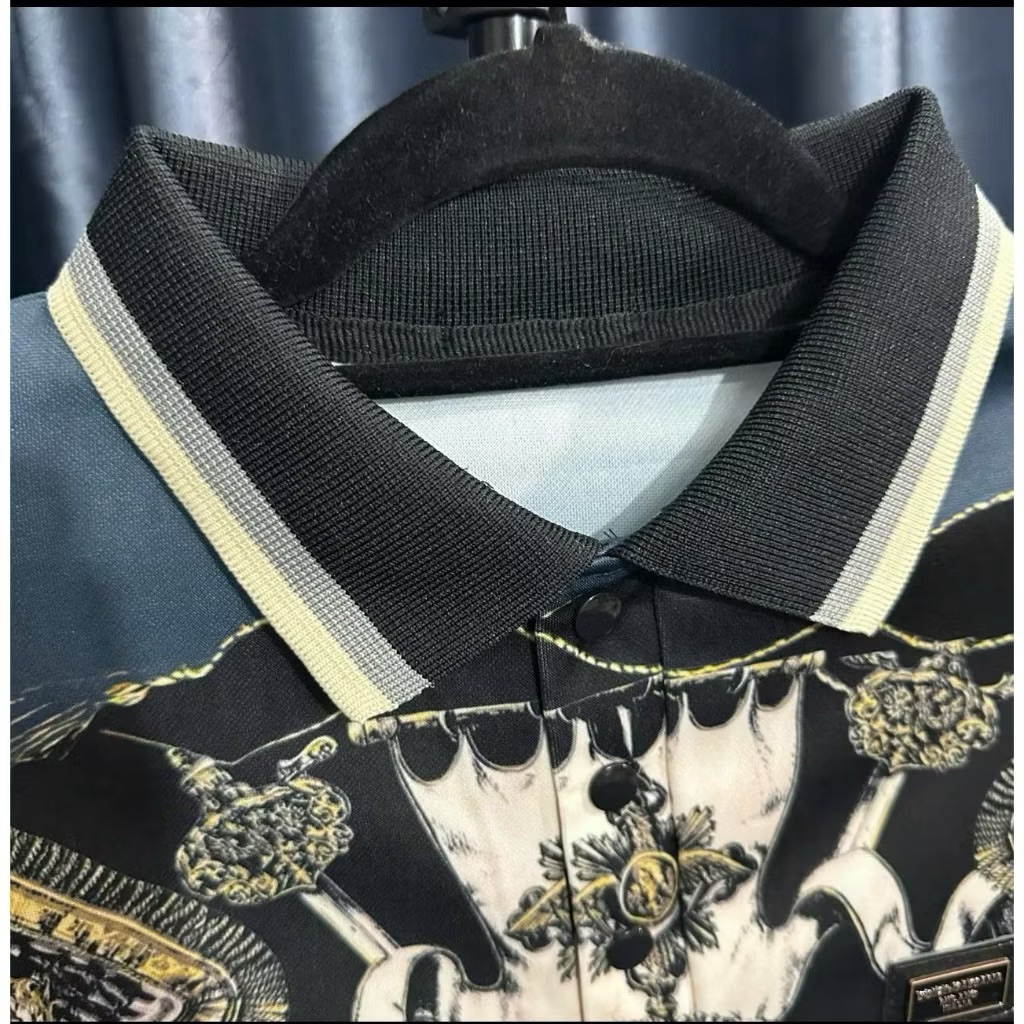 Bộ Quần Áo Nam Polo Họa Tiết In Vương Miện Hoàng Gia - Set Đồ Nam Cộc Tay In Hình Kèm Logo Sắt, Chất Vải Co Giãn Cao Cấp