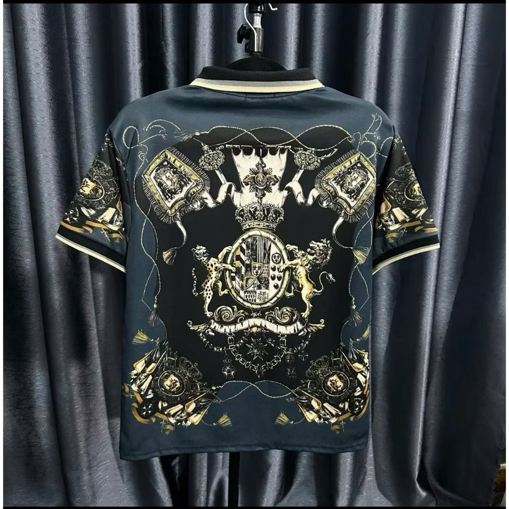 Bộ Quần Áo Nam Polo Họa Tiết In Vương Miện Hoàng Gia - Set Đồ Nam Cộc Tay In Hình Kèm Logo Sắt, Chất Vải Co Giãn Cao Cấp