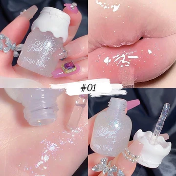 [Hàng Mới Về]Son Bóng Có Nhũ Siêu Lấp Lánh Gege Bear Magic Bow Lip Dưỡng Ẩm Môi