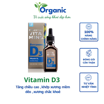 Vitamin d3 thực phẩm bảo vệ sức khỏe Essential Vitamins Vitamin D3 – 30ml/lọ