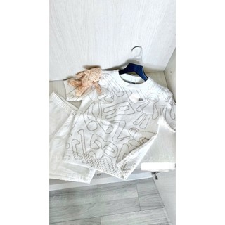 Áo Len Ngắn Tay Nữ Họa Tiết Kèm Gấu Đeo QCCC Cao Cấp