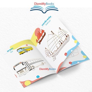 Sách- Bộ 5 Quyển Tập Tô Màu Cho Bé Mẫu Giáo Mầm Non Song Ngữ Anh Việt Các Chủ Đề Bìa Cán Bóng Từ 3-5 Tuổi