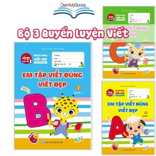 Sách- Bộ 3 Quyển Luyện Viết Rèn Kĩ Năng Viết Chữ Viết Đúng Viết Đẹp Cho Bé Chuẩn Bị Vào Lớp 1 Tập Tô Chữ Số Mầm Non