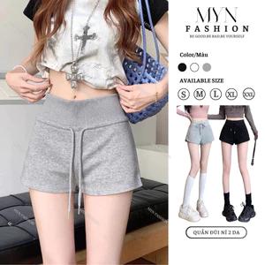 Quần Short Nữ Cạp Cao Bigsize Chất Nỉ 2 Da Dáng Ngắn Tôn V3, Quần Đùi Dáng Thể Thao Có Dây Rút Hàng Loại 1