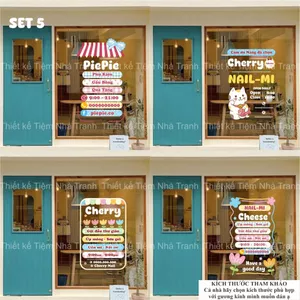 Decal giờ đóng mở cửa trang trí cửa hàng thiết kế theo yêu cầu