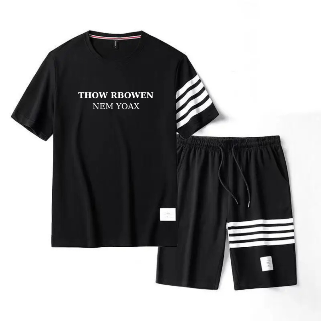 Bộ Quần Áo Thể Thao Kẻ Sọc Màu Đen ,Trắng Phong Cách Hàn Quốc Thời Trang - unisex K1