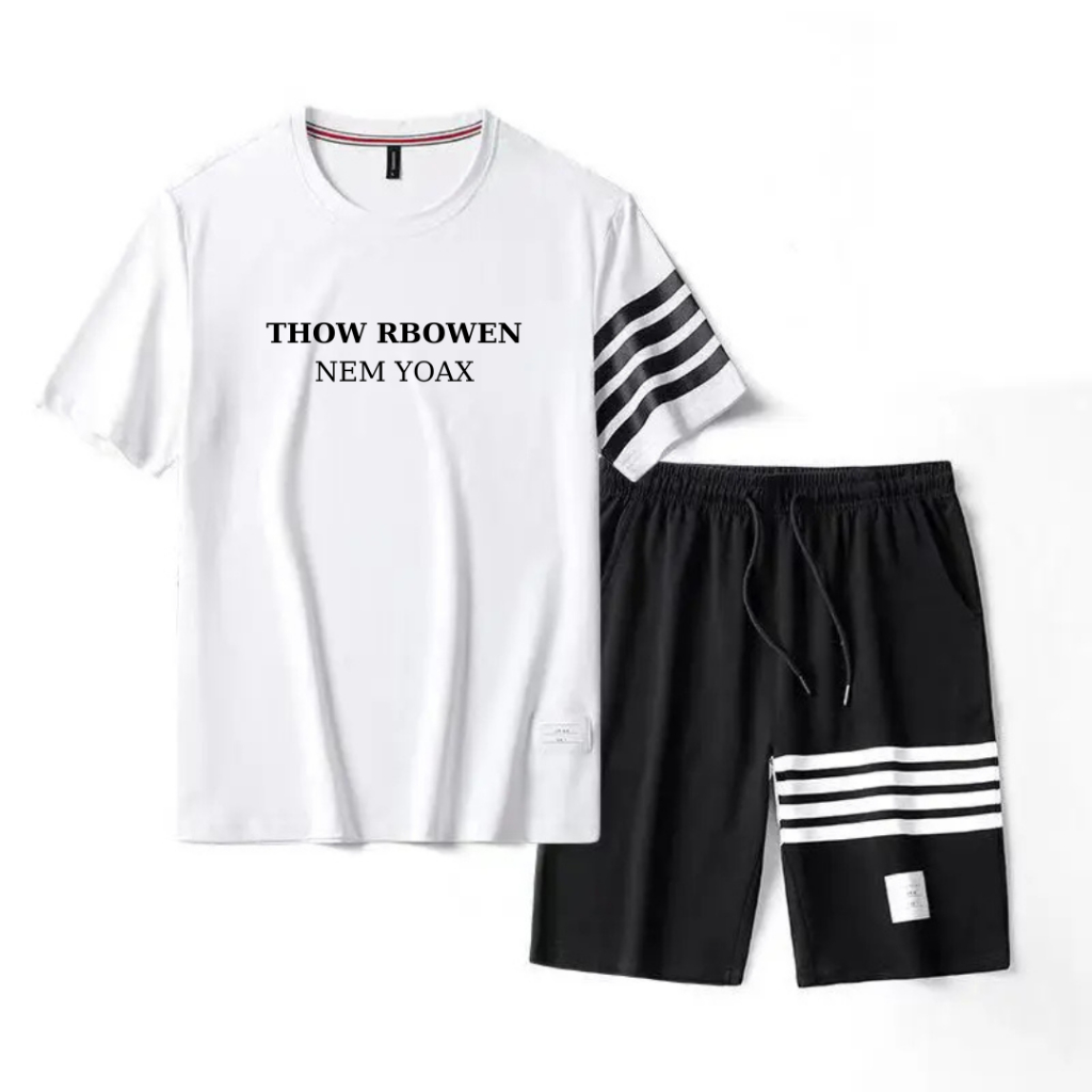 Bộ Quần Áo Thể Thao Kẻ Sọc Màu Đen ,Trắng Phong Cách Hàn Quốc Thời Trang - unisex K1