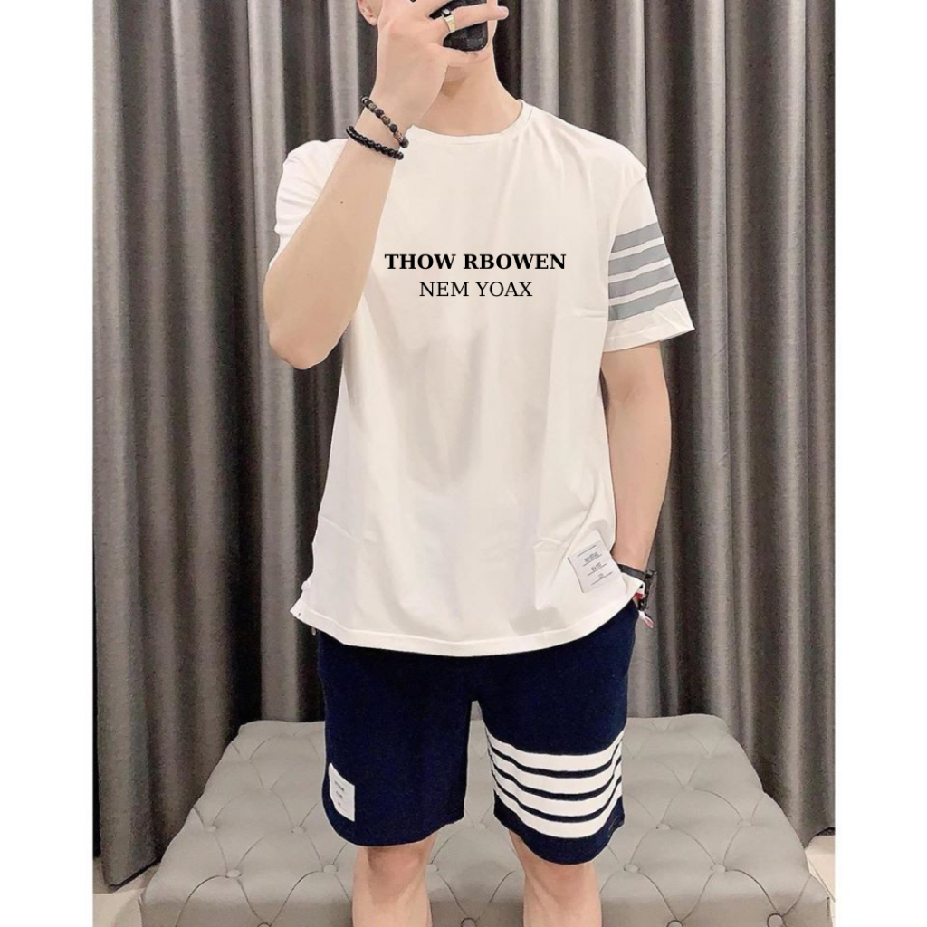 Bộ quần áo thể thao nam nữ in chữ THOW PHỐI SỌC , sét đồ ngắn mùa hè tập GYM rất đẹp vải thun mè K1
