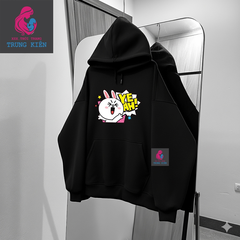 Áo Hoodie Cho Bé, Hình Thỏ Trắng Yeah Đáng Yêu, Vải Nỉ Cotton Mềm Mịn Cho Mùa Lạnh (M 317)