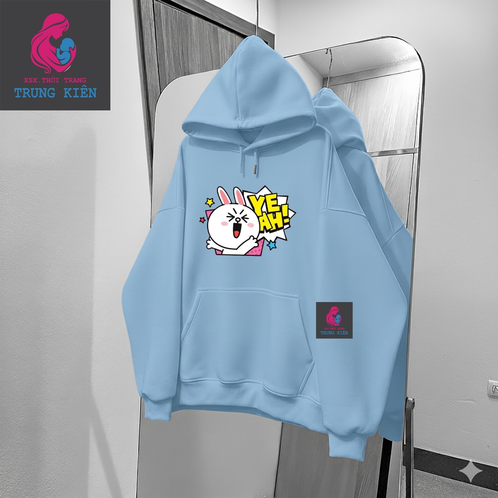Áo Hoodie Cho Bé, Hình Thỏ Trắng Yeah Đáng Yêu, Vải Nỉ Cotton Mềm Mịn Cho Mùa Lạnh (M 317)