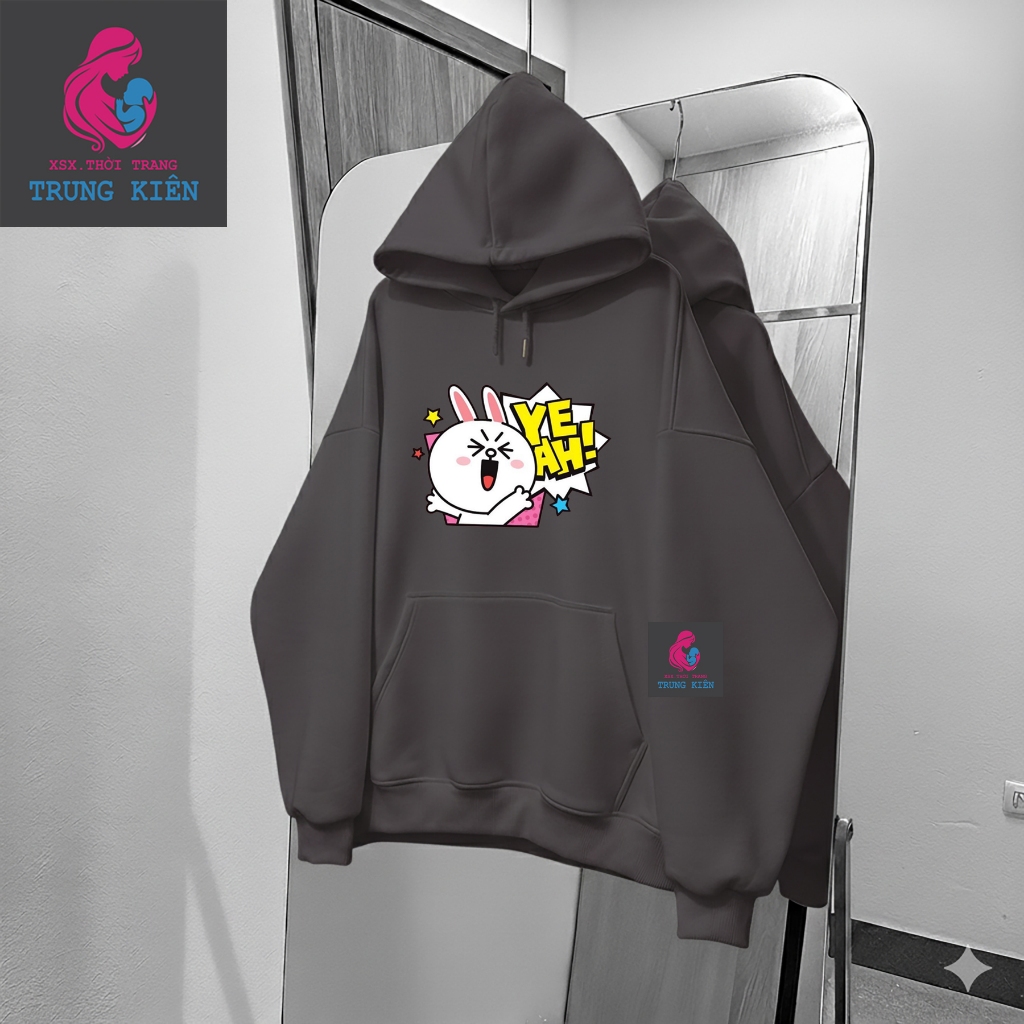 Áo Hoodie Cho Bé, Hình Thỏ Trắng Yeah Đáng Yêu, Vải Nỉ Cotton Mềm Mịn Cho Mùa Lạnh (M 317)