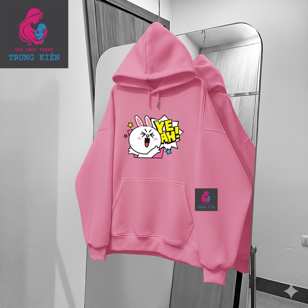 Áo Hoodie Cho Bé, Hình Thỏ Trắng Yeah Đáng Yêu, Vải Nỉ Cotton Mềm Mịn Cho Mùa Lạnh (M 317)