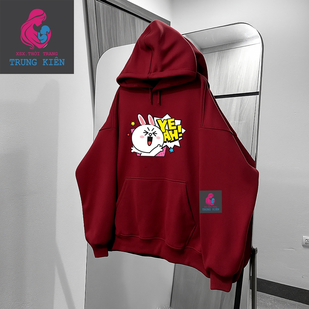 Áo Hoodie Cho Bé, Hình Thỏ Trắng Yeah Đáng Yêu, Vải Nỉ Cotton Mềm Mịn Cho Mùa Lạnh (M 317)