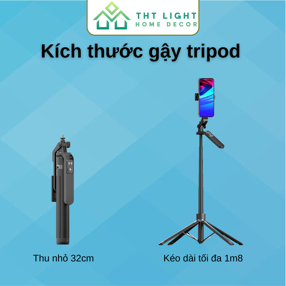 Gậy Tripod A14 Cao Cấp CHILNEXX Có Gimbal Chống Rung Gậy Selfie 4 Chân, Gắn Máy Ảnh Livestream, Quay Video Ổn Định