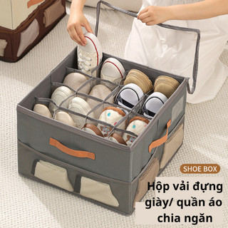 Hộp Vải Đựng Giày Dép Quần Áo Chia Ngăn Có Nắp Giúp Sắp Xếp Quần Áo Giày Dép Đồ Lót Gọn Gàng 88526