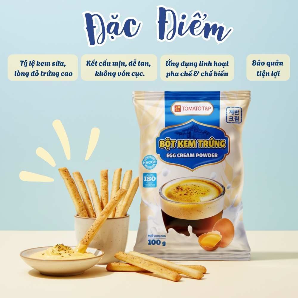 Bột Kem Trứng 100g Tomato T&P Bột Kem Trứng Pha Chế, Làm Bánh, Nhân Lava, Pudding, Custard- KT72