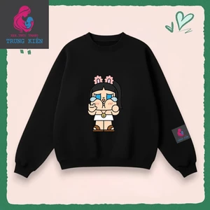 Áo Sweater Trẻ Em Nỉ Cotton Mềm Mại, Hình Cô Bé Khóc Tai Thỏ Đáng Yêu Mùa Thu Đông Ấm Áp (M 318)