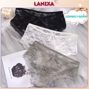 SET 5 Quần lót nữ ren cao cấp cạp vừa tôn dáng gợi cảm đáy lót 2 lớp đính nơ quyến rũ LANIXA L104