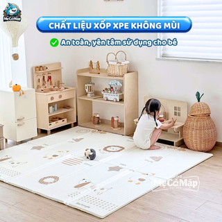 Thảm Xốp Gấp Gọn Pakey XPE 2 Mặt Cho Bé Tập Bò, Thảm Gấp Gọn Vân Nổi Chống Ngã, Chống Thấm Họa Tiết Hàn Quốc