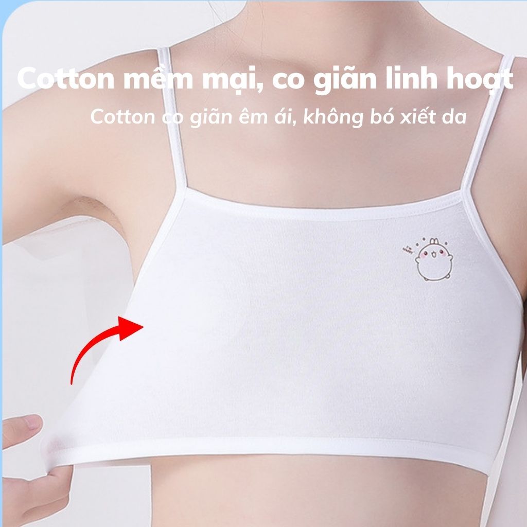 COMBO 3 Áo lá bé gái chất cotton dày dặn SET3 Áo lót học sinh dây mảnh xinh xắn đáng yêu LANIXA B402