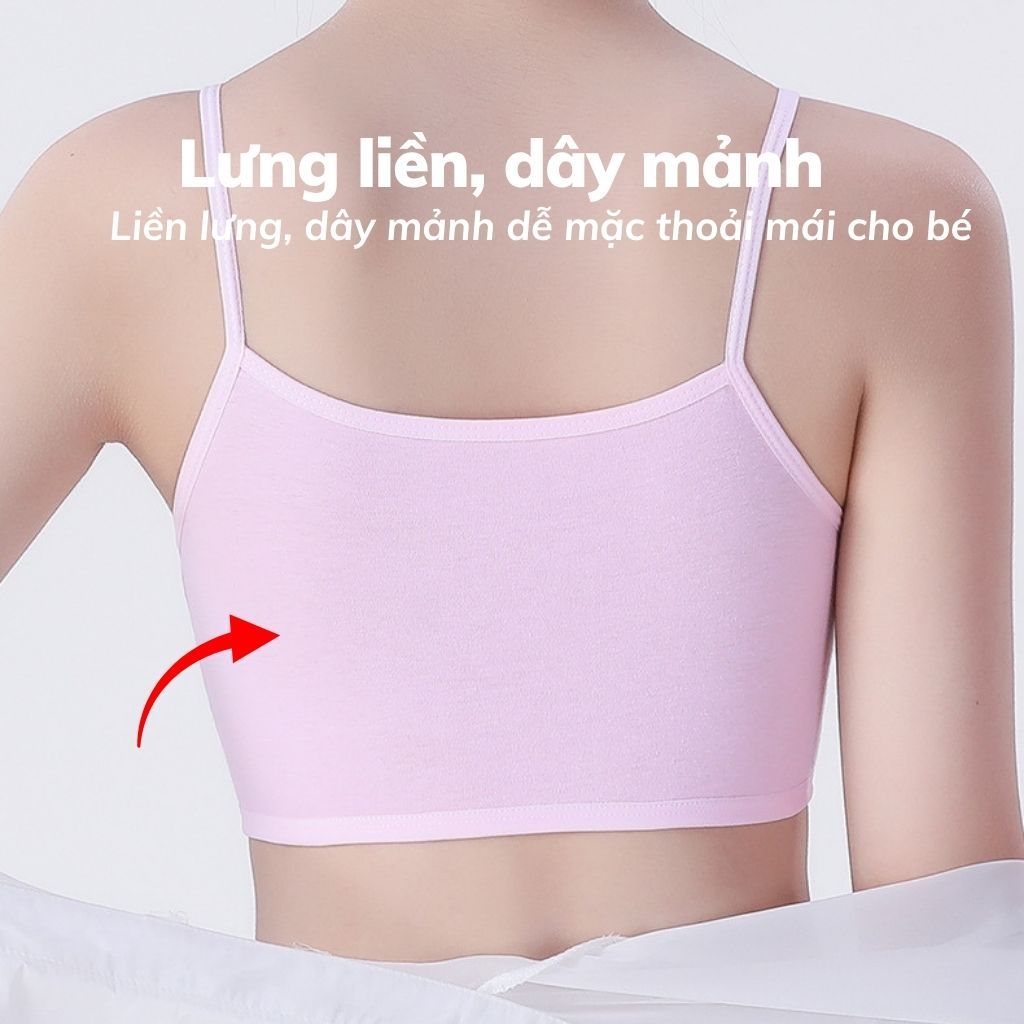 COMBO 3 Áo lá bé gái chất cotton dày dặn SET3 Áo lót học sinh dây mảnh xinh xắn đáng yêu LANIXA B402