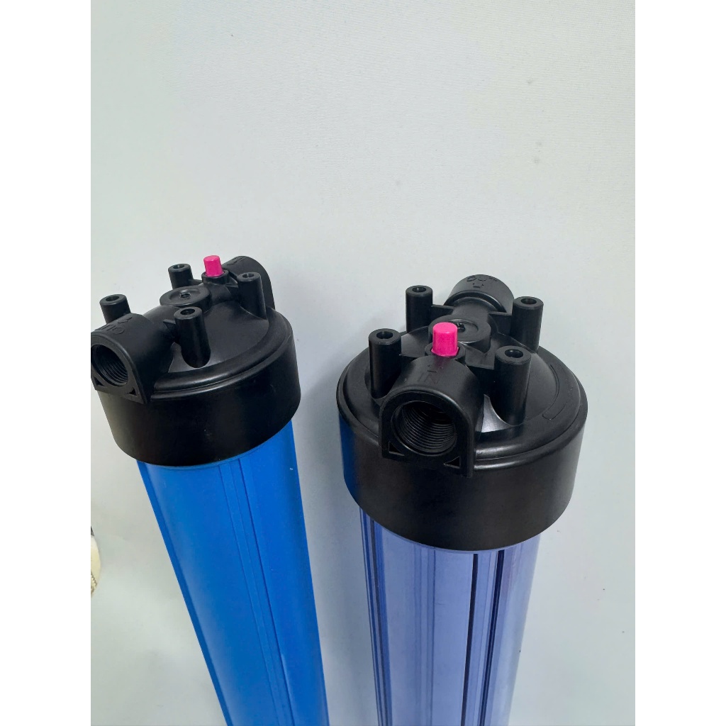 Bộ Lọc Nước Đầu Nguồn, 20 inch Ren 21 Hoặc Ren 27 Cốc Trong Hoặc Xanh Đầy Đủ Phụ Kiện Kèm Gông Tháo, Giá Treo