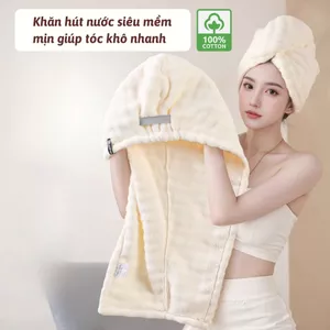 Khăn quấn tóc cotton cỡ lớn ủ tóc thấm hút tốt giúp tóc nhanh khô, nhiều màu lựa chọn
