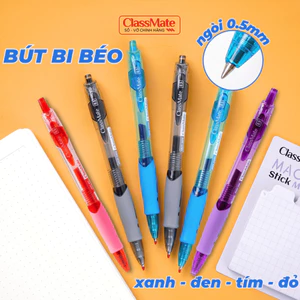 Hộp 10 Bút Gel Bấm Siêu Trơn Classmate, Bút Bi Béo, Bút Bi Nước Mực Gel Bấm 0.5mm Siêu Trơn Học Sinh Văn Phòng Mực Đều