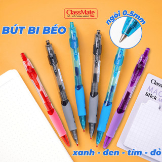 Hộp 10 Bút Gel Bấm Siêu Trơn Classmate, Bút Bi Béo, Bút Bi Nước Mực Gel Bấm 0.5mm Siêu Trơn Học Sinh Văn Phòng Mực Đều