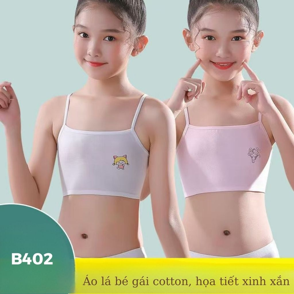 COMBO 3 Áo lá học sinh bé gái tuổi dậy thì dây mảnh họa tiết in hoạt hình dễ thương LANIXA B402