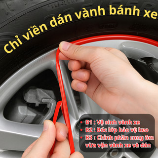 Cuộn chỉ viền trang trí dán vành bánh xe ô tô 8m – Tăng thẩm mỹ, chống trầy xước (keo bám dính tốt)