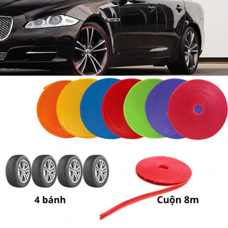 Cuộn chỉ viền trang trí dán vành bánh xe ô tô 8m – Tăng thẩm mỹ, chống trầy xước (keo bám dính tốt)