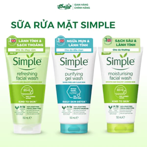 Sữa rửa mặt simple ngăn ngừa mụn, làm sạch sâu thông thoáng lỗ chân lông, dưỡng ẩm mềm mịn da