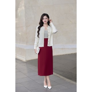 Chân Váy Công Sở Dáng Suông Dài LAMER FASHION Bổ Mánh Xẻ Sau Thanh Lịch O62M25Q002