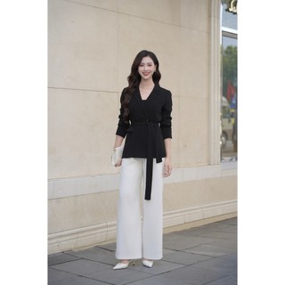 Áo Vest Nữ Dáng Suông Cổ 2 Ve Áo Blazer 2 Lớp Dài Tay Đai Eo L65B23T016